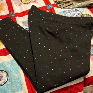 Black slacks with silver polkadots inseam 29 waist 18